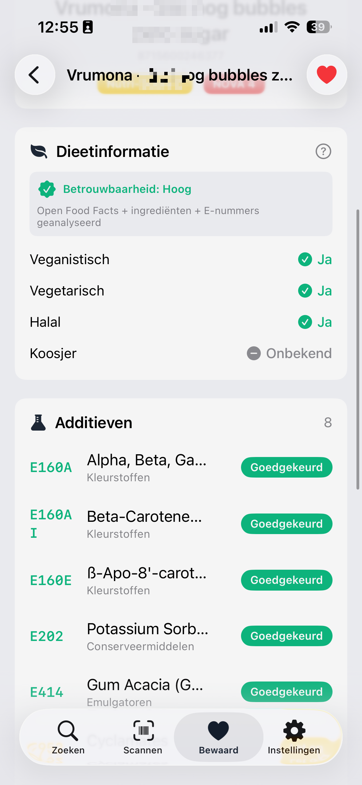 E-Nummer App dieetinformatie